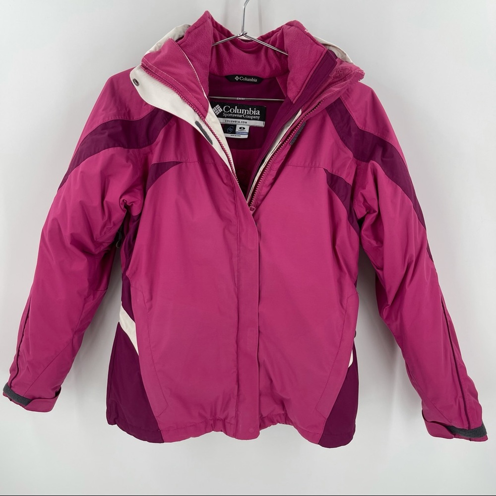 Columbia 3 in 1 Interchange Waterproof Breathable Jacket Hooded Pink Womens